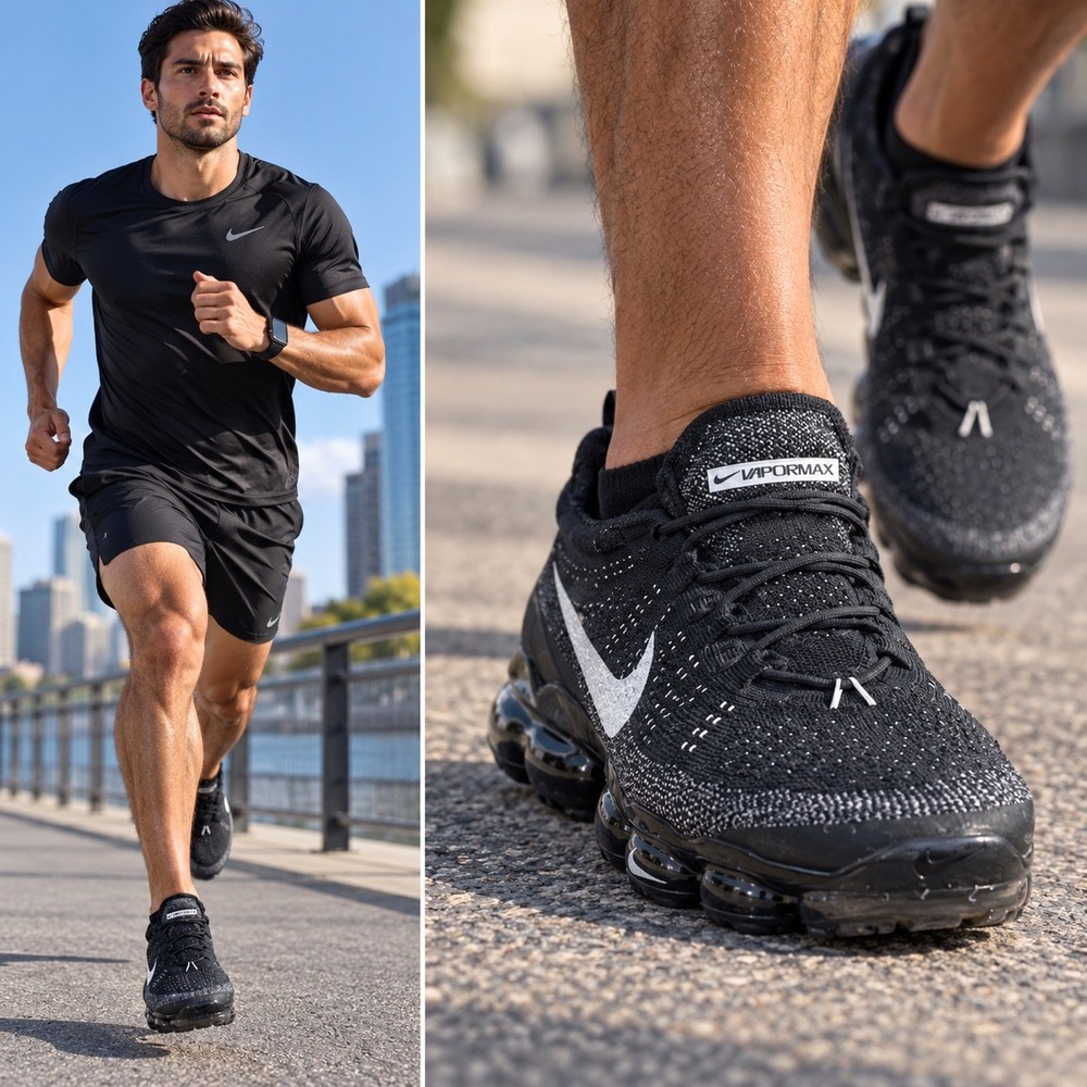 Nike Air VaporMax Flyknit 2 Mens Running‎ Shoes Black White 942842-001